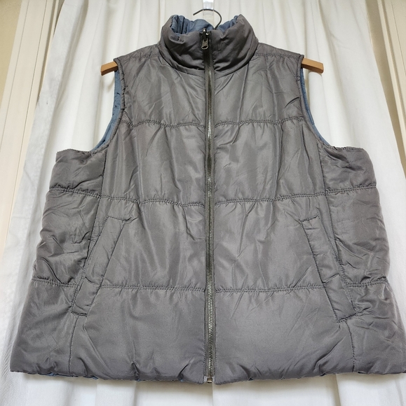 Reversible Blue/Gray Puffer Vest - US Women M - Picture 3 of 5